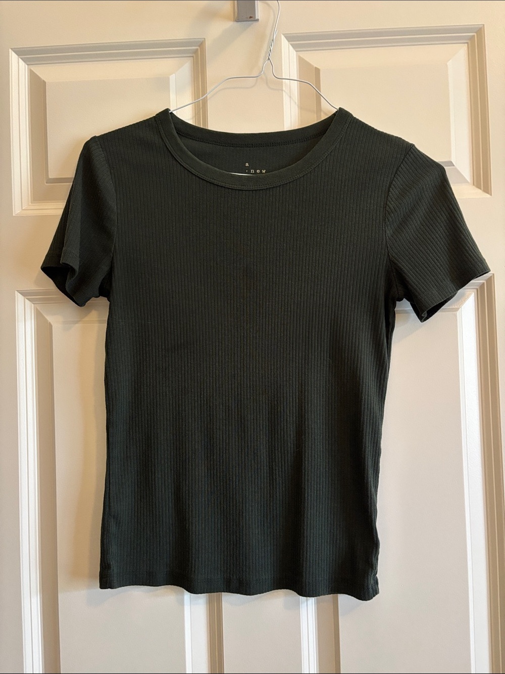 Dark Green a new day Ribbed T-Shirt